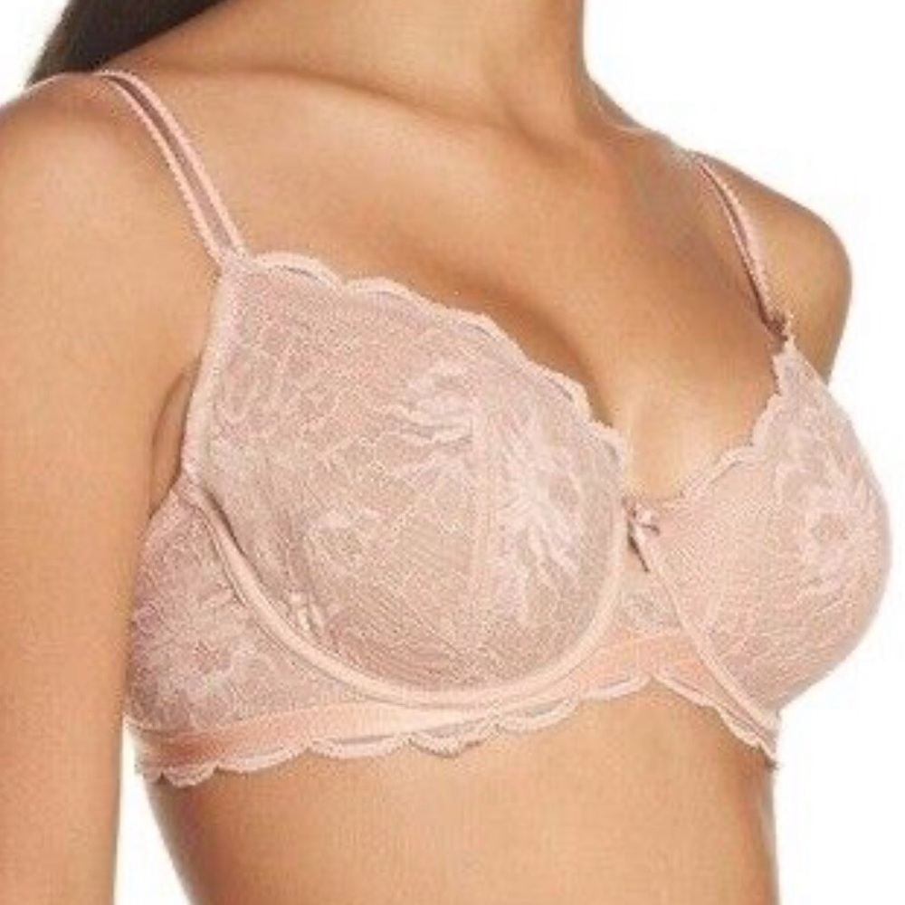 NWT Wacoal 36D Fire and Lace Underwire Unlined Bra Bow Floral Satin Cris… - Picture 3 of 3